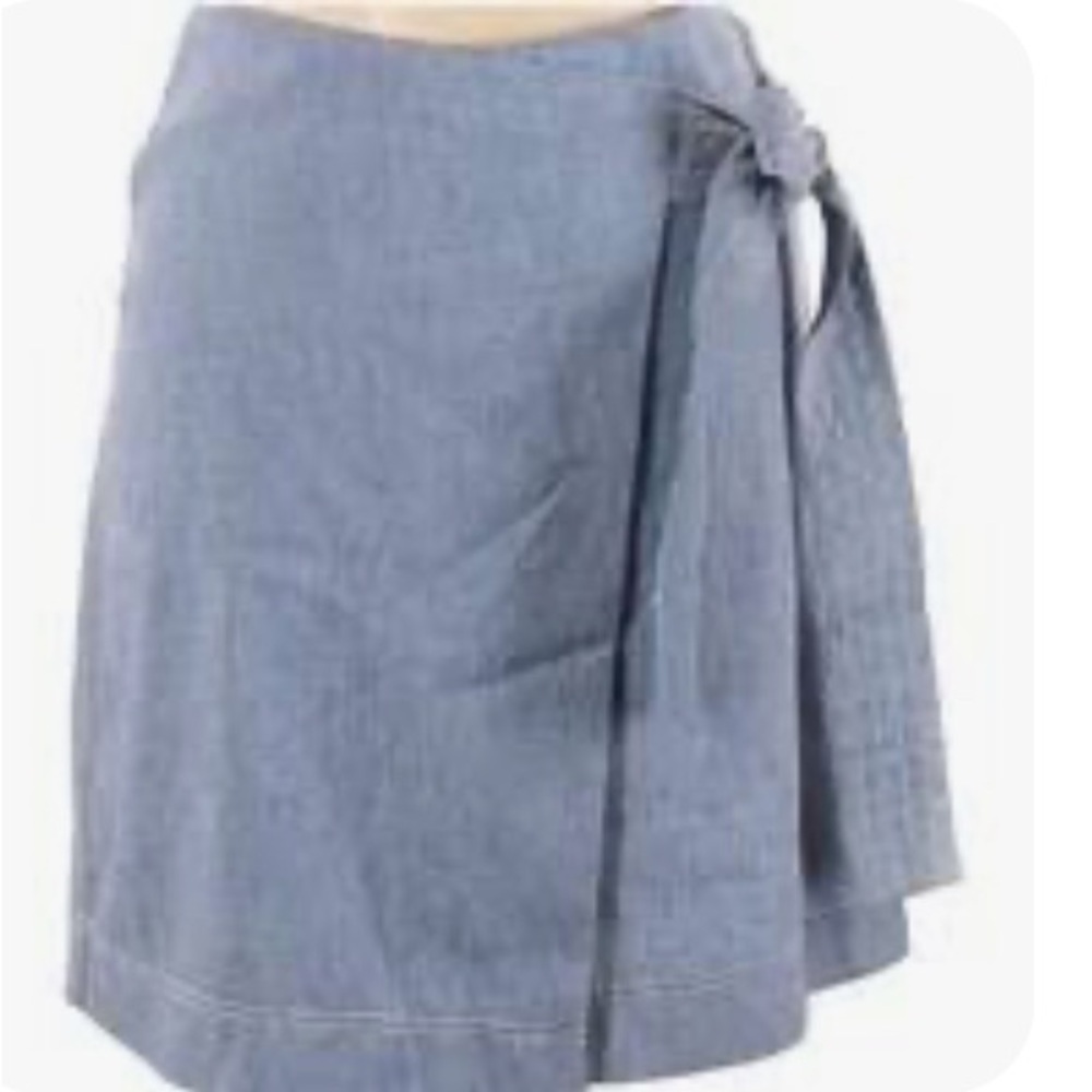 NEW Chic Blue Faux Wrap Skirt light Blue Chambray